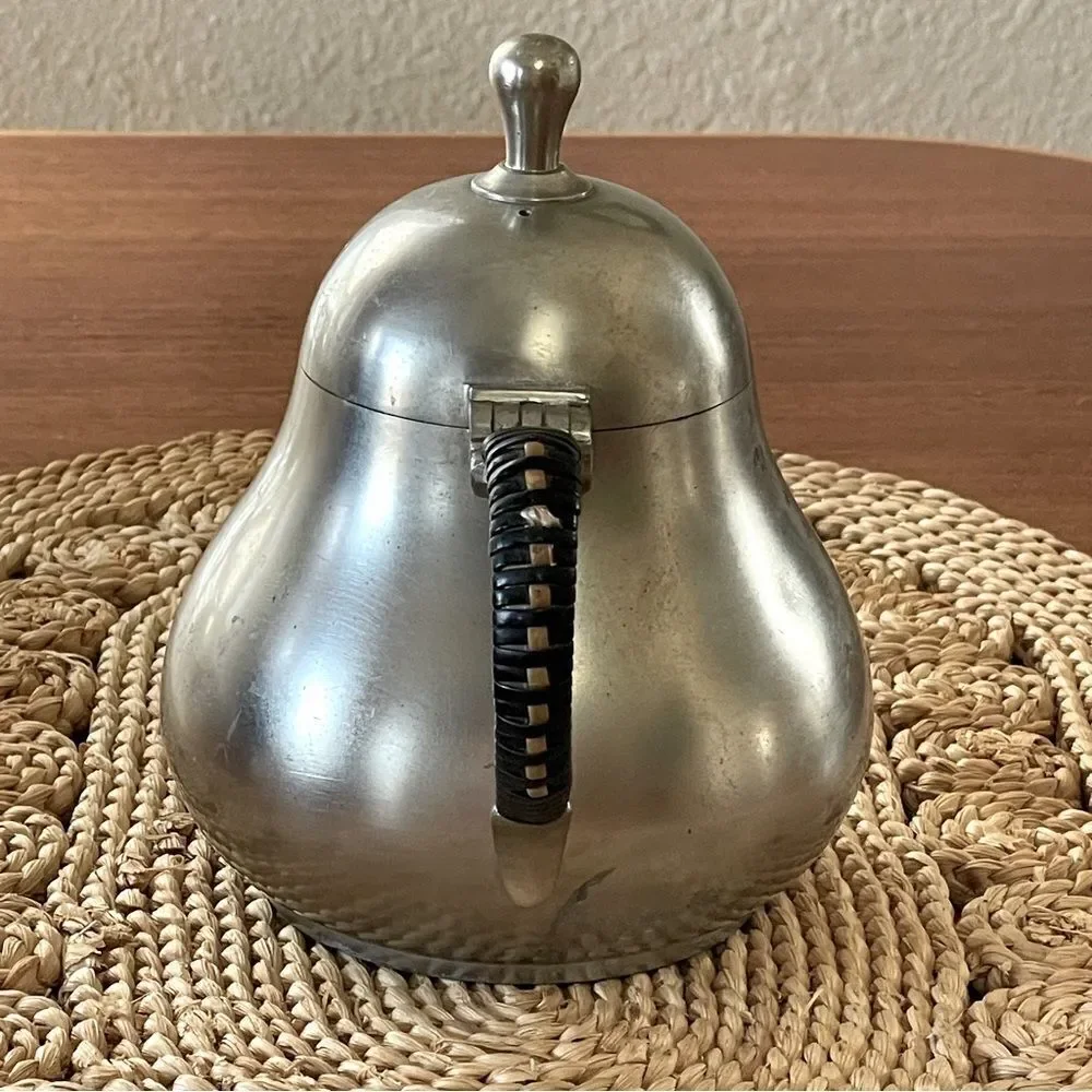 Vintage Meeuws & Zoon Den Haag Holland Pewter Lidded Teapot With Woven Handle